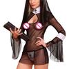 Sexy Women Cosplay Costume Nuns Uniform Transparent Sexy Lingerie Exotic Nun Halloween Costumes Dr