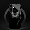 Black Butterfly Pattern Tempered Glass Phone Case Suitable for Samsung GalaxyS26 S25 S24 S23 S22 S21 S20FE/Ultra/Plus5Ganti Drop