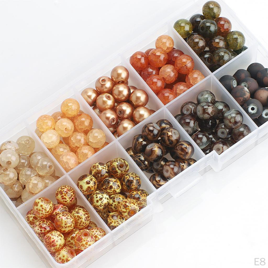 200 Pcs Glass Beads Kit 8mm Round Handmade W / Holes for Beading Home Decoration