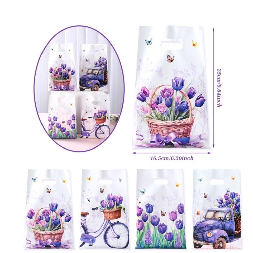 

25/50pcs Plastic Present Bags Tulip Butterfly Pattern Party Favor Supplies Spring Events 25pcs