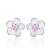 Jewelry Sterling Silver Earrings Cherry Blossom Inlaid Pink Zirconia Ear Studs Simple And Popular Earrings For Women