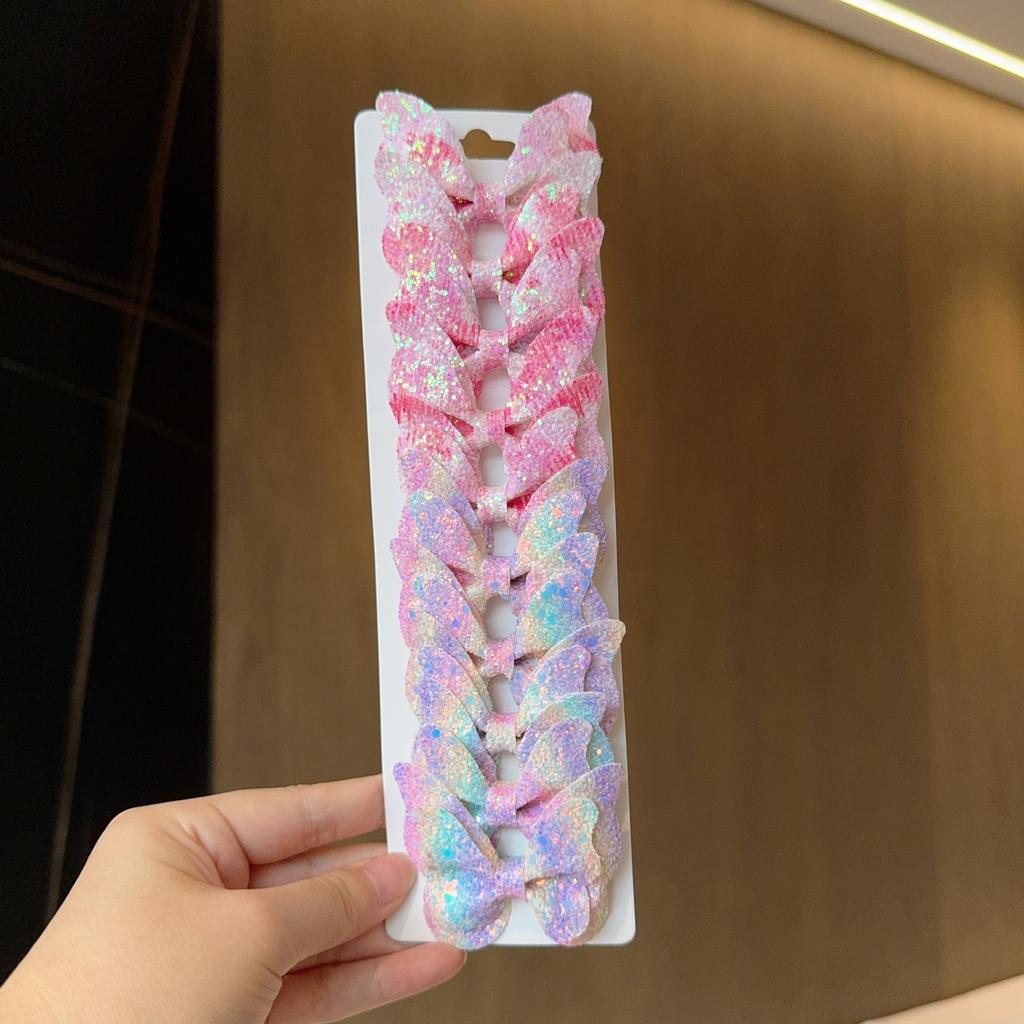 10 Stück Feste Schmetterlings-Haarschleifen und Haarspangen Baby Mädchen Leder Kinder Haarschmuck Haarnadeln Haarspangen Kopfschmuck Geschenk