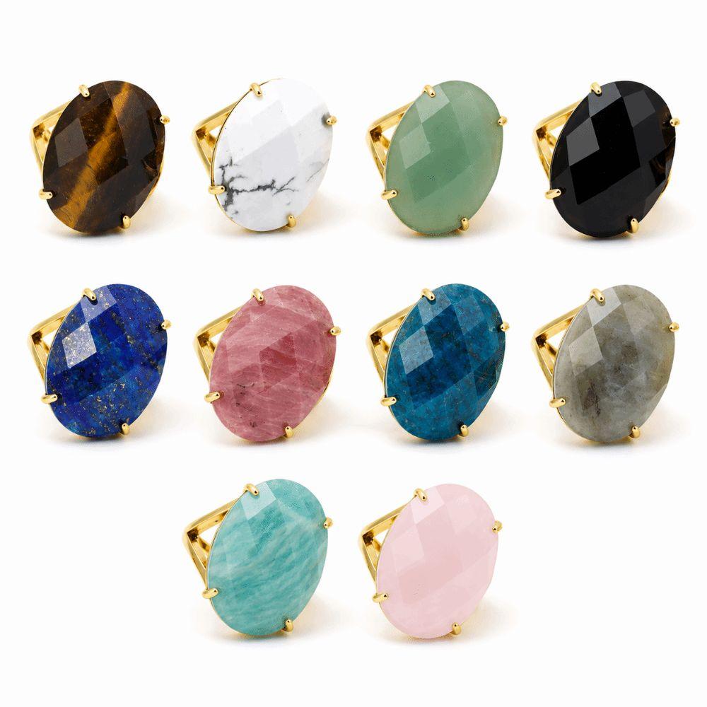 Simple Finger Rings Adjustable Open Rings Trend Ellipse Crystal Rings for Women