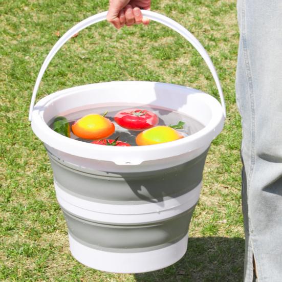 10L Foldable Water Bucket with Handle Portable Lightweight Multifunctional Outdoor Camping Fishing Car Washing Collapsible Water Storage Pail