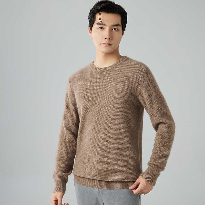 New Thickened Pimple Needle Cashmere Sweater Men's Crew Neck Long Sleeve Pullover Knitted Wool Sweater