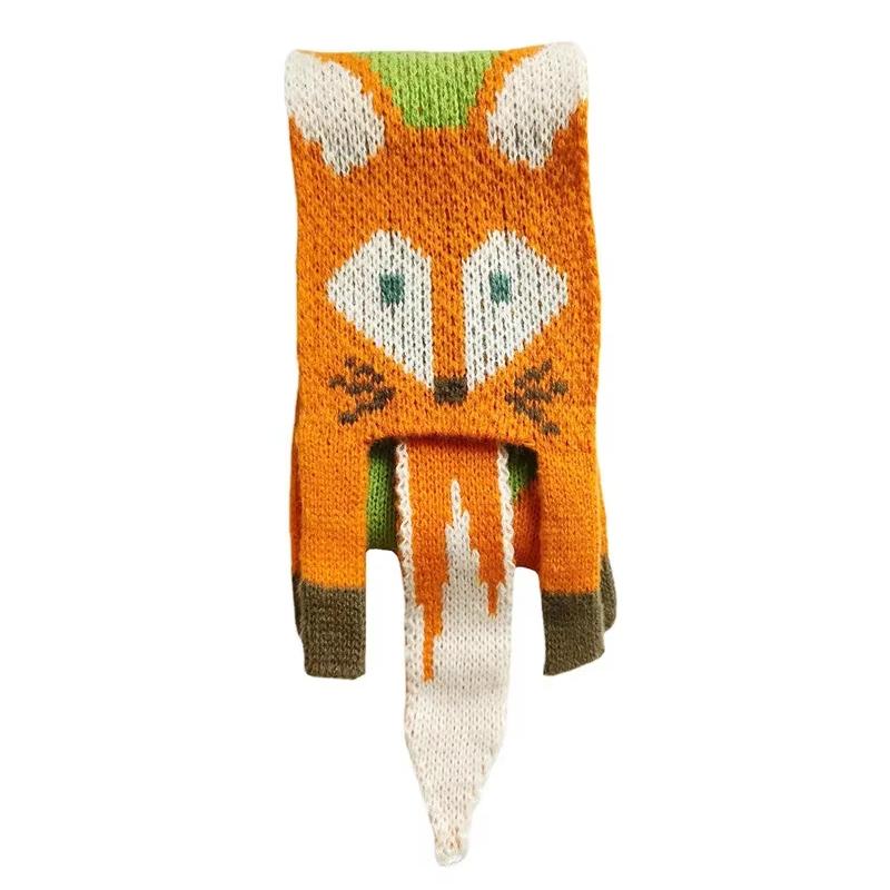 Herbst und Winter Damen Fuchs Cartoon Schal Warmer Handgestrickter Schal Tiermotiv Niedlich Schlicht Bekleidungszubehör