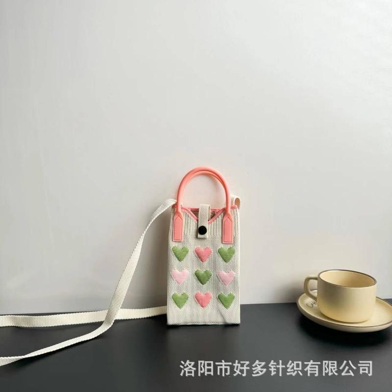 New Love Mobile Phone Bag High-end Knitted Bag Popular Cartoon Cute Portable Storage Messenger Bag