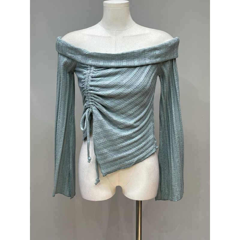 2025 Spring New Arrival Australian Single by Together Fashion off-Shoulder Long Sleeves Knitwear Knitted Dress Female