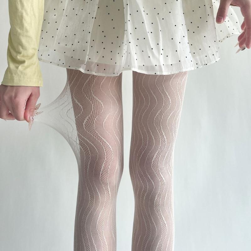 Women Lace Patterned Fishnet Tights High Waist Fishnets Leggings Net Stockings Pantyhose Thigh High Stockings Hosiery