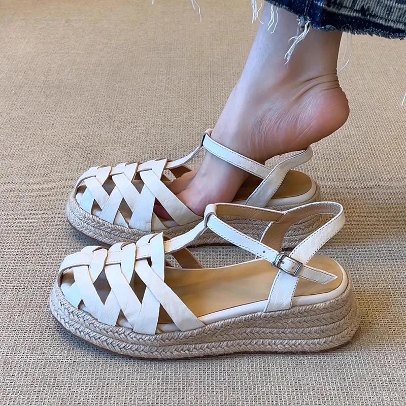 

Fashion Wedges Women s Sandals Designer Weave Heels Shoes Platform Summer 2025 Fashion Slides New High Heels Slippers Mujer De Sandalias 40 бежевый
