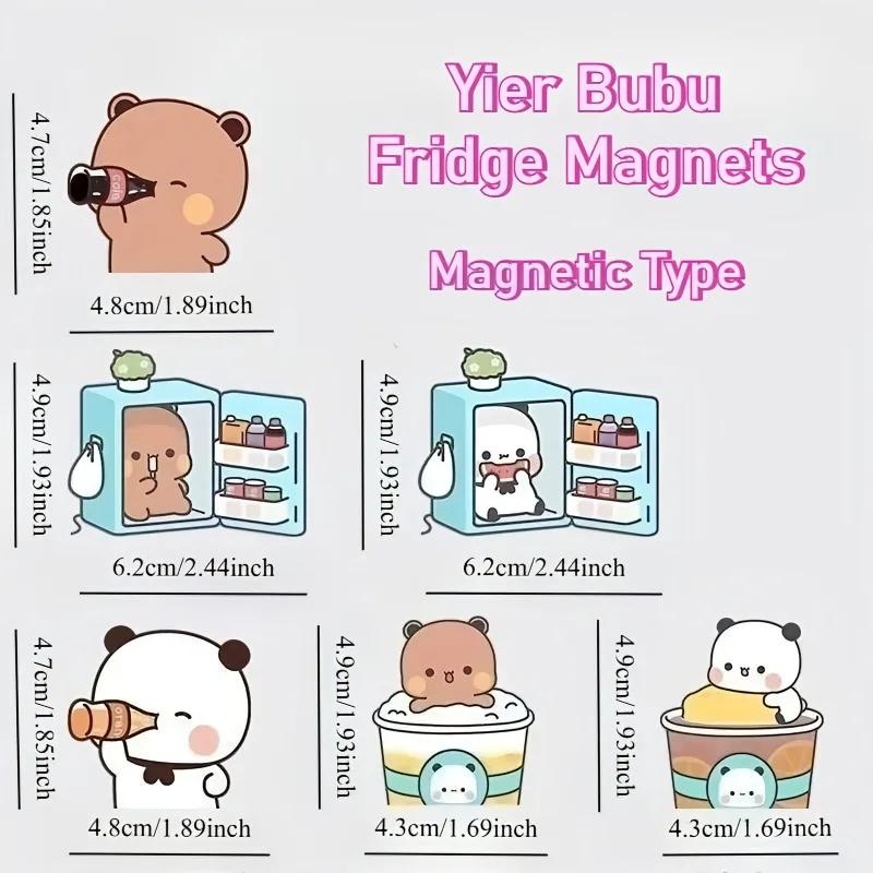 

Kawaii Panda Yier Fridge Magnets Cute Bubu Dudu Anime Home Decor Sticker Creative Refrigerator Accessories