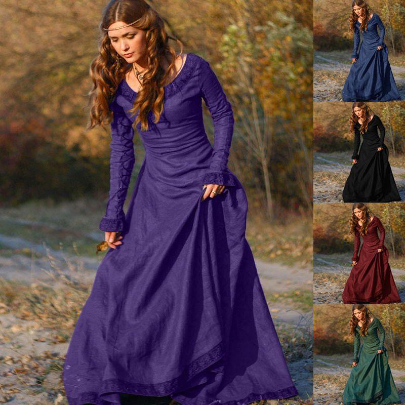 Dress Womens Medieval Long Sleeve Gothic Dresses Halloween Costume Cosplay