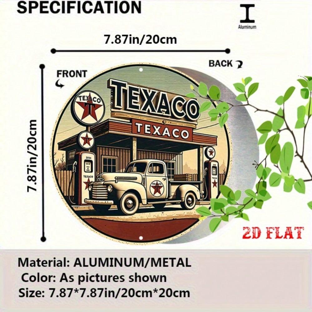 Vintage Round Aluminum Tin Sign Wall Art Rustic Gas Station Metal Decor Home Garage Cafe Bar