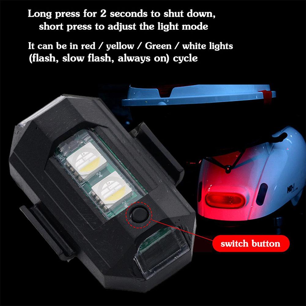 Universal Strobe Warning Light Perfect For Motorcycles, Drones, Bicycles 7-Color Usb Rechargeable Anti-Collision Tail Lamp