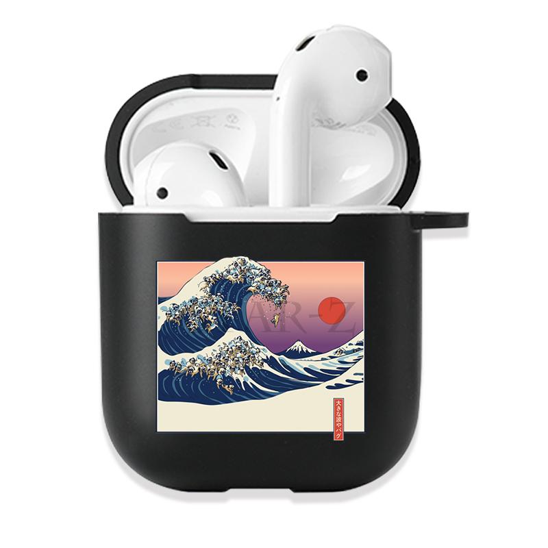 Soft Black Silicone Case for Apple Airpods Pro 3 2 1 The Great Wave of Kanagawa Bluetoooth Wireless Earphone Cases Airpod Cover