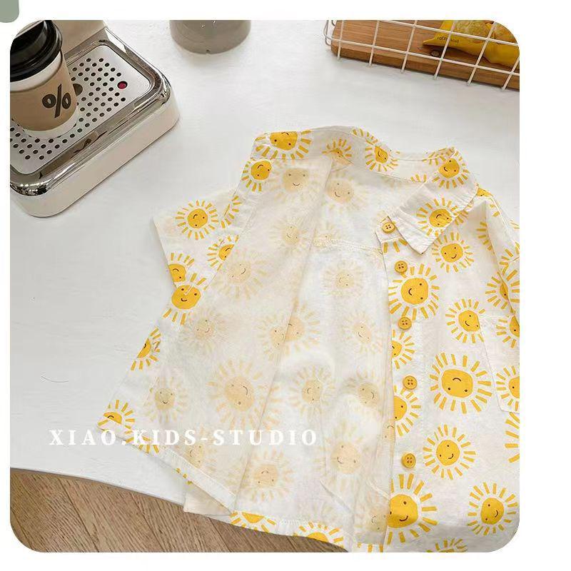 Cămăși Casual Florale de Vară pentru Băieți - Mâneci Scurte Stil Trendy de Plajă pentru Copii