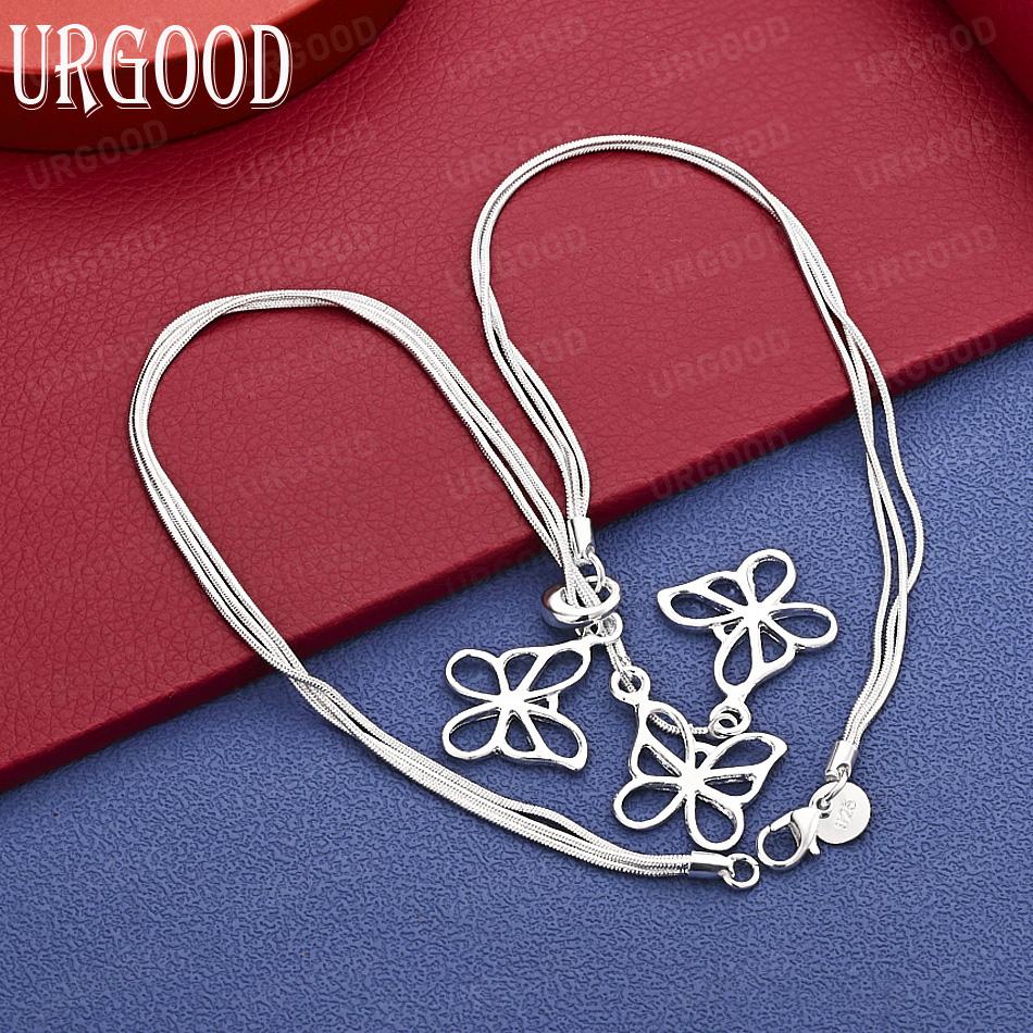 925 Sterling Silver Simple Hollow Butterfly Necklace - Banquet Gift Jewelry