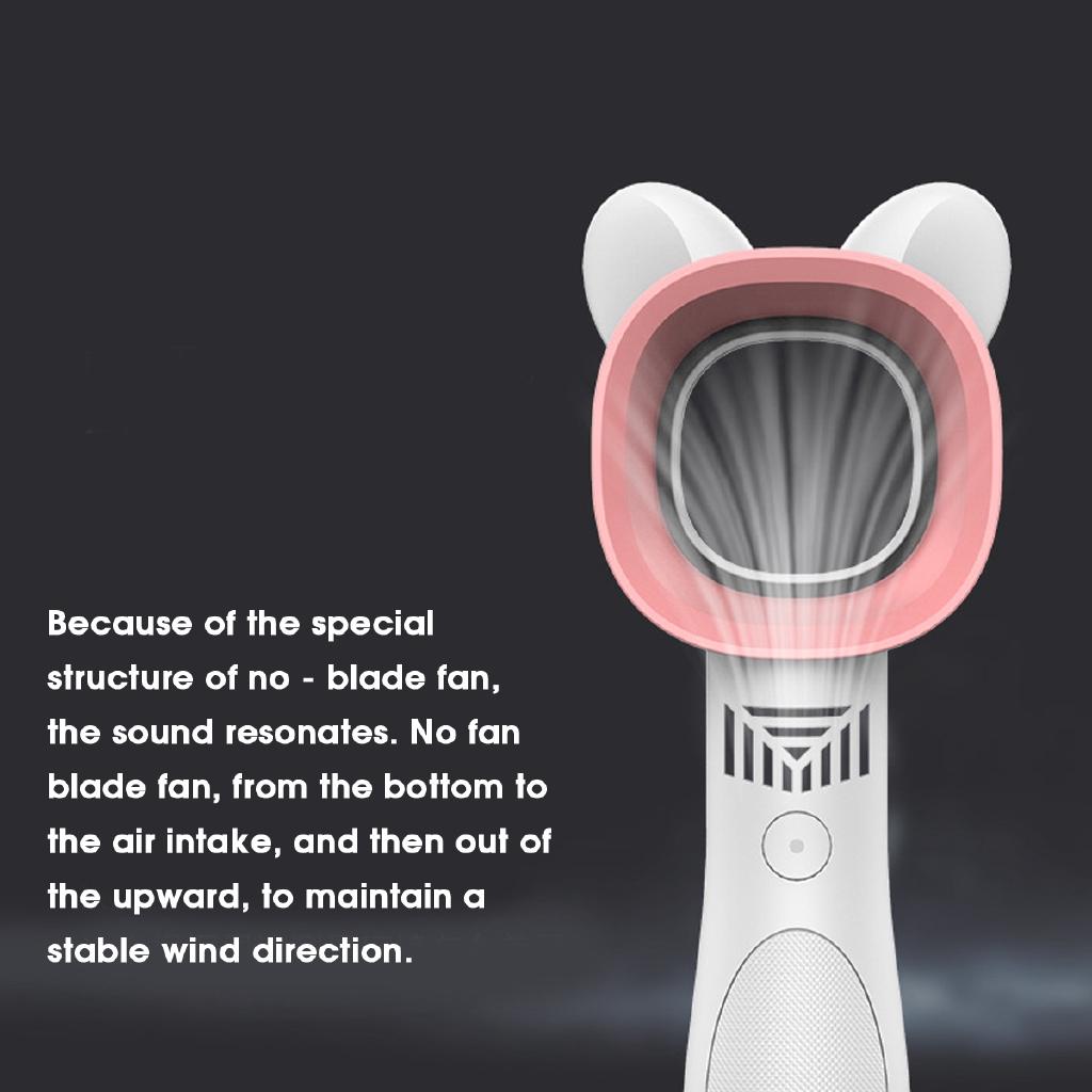 Mini ventilator portabil fără lame de desene animate portabil cu fundație de bază stă pe masă 3 nivel de viteză a ventilatorului reîncărcabil prin USB