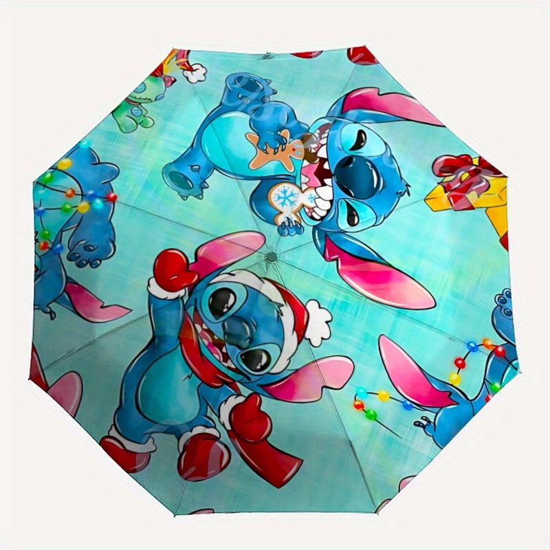 1pc Stitch Christmas Design Automatic Folding Umbrella with 8 Iron Ribs,Portable Sunshade for Men and Women,Perfect Gift  yy250731141