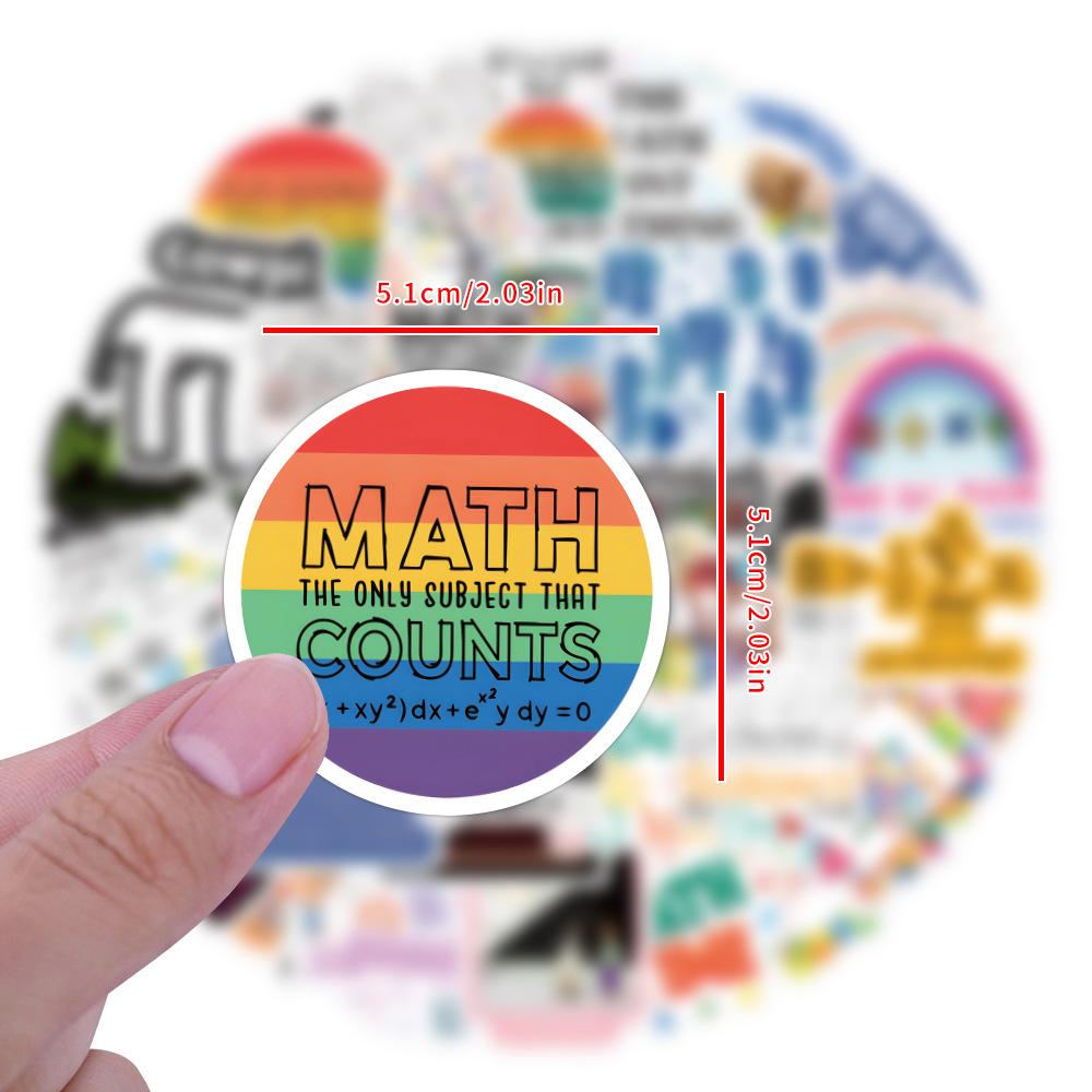 60 Sheets Cartoon Math Doodle Stickers for Suitcases, Notebooks, and Guitars