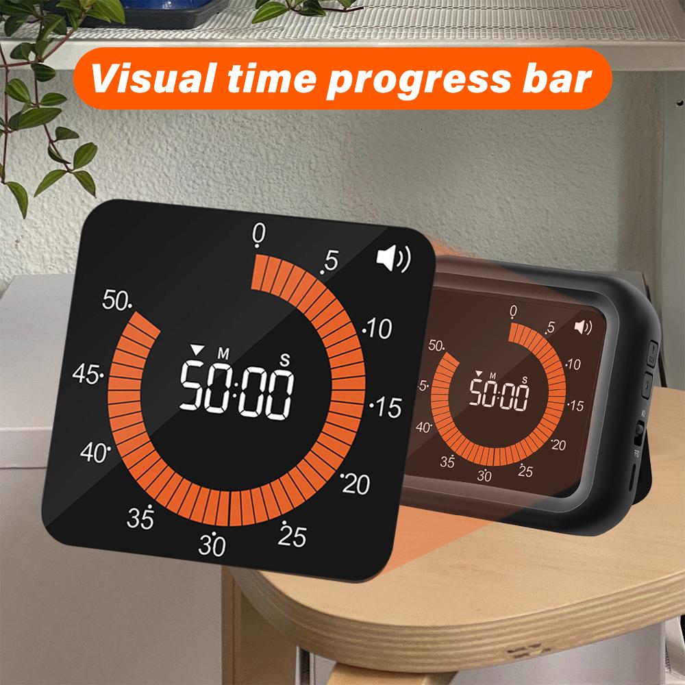 Visual Timer Portable Digital Timer USB Rechargeable 60 Minute/12 Hour Cooking Timer Magnetic Classroom Timer with Bracket