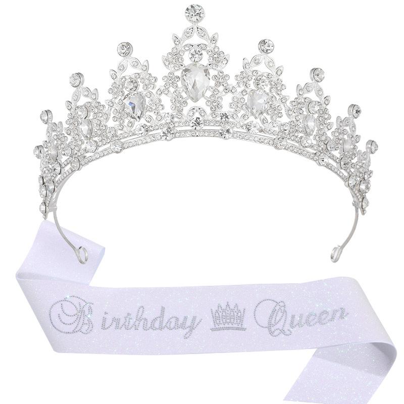 European and American Light Luxury Crystal Crown Hot Diamond Etiquette Belt Birthday Girl Birthday Party Accessories Decoration 2026