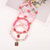 Strawberry Pendant Pink Beads Multilayer Stretch Bracelet Cute Fruit Hand Decoration Gift for Women