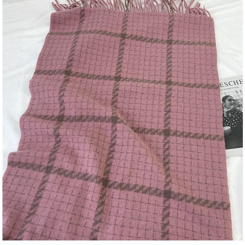 Scarf Women's Autumn and Winter New Thickened Imitation Cashmere Fringed Shawl Student  Warm Shawl