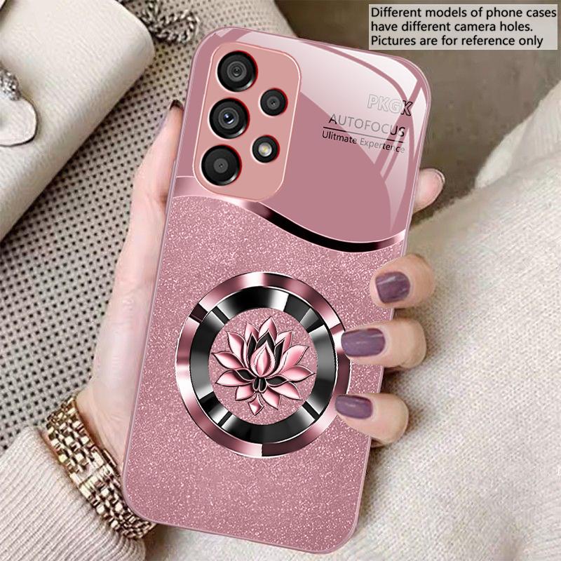 Gradient Golden Lotus For Samsung S8 S9 S10 S20 Ultra S21 Pro S22 Plus S23 FE S24 Ultra S25 Edge S25Ultra Glass Phone Case