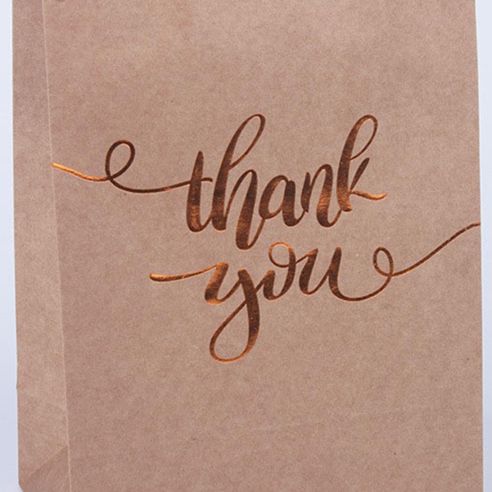 Birthday Xmas Party Brown Paper Bags Foil Thank You Print Paper Gift Bags
