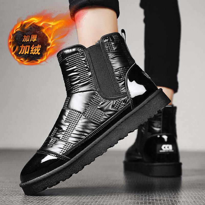 Winter High Top and Pile Warm Snow Boots for Men Outdoor Thick Sole Tide with Thick Cotton Shoes for Men D572