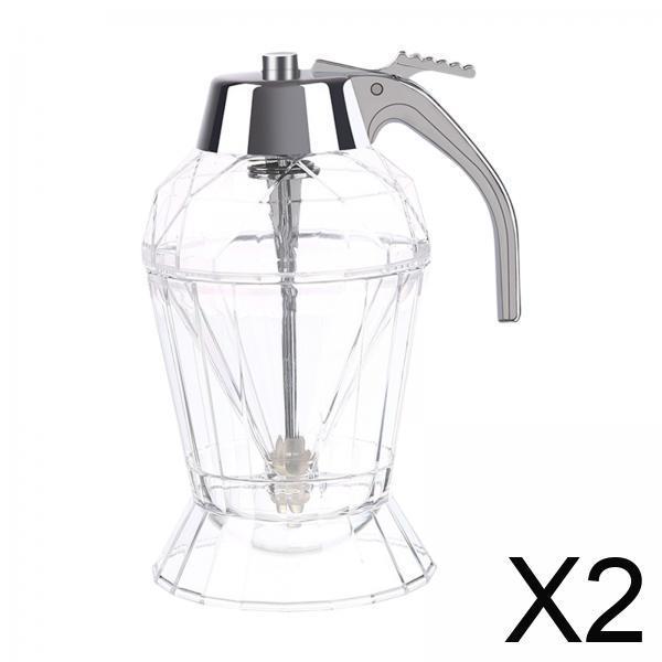 2x Honey Dispenser Kitchen Tool Honey Jar with Stand for Syrup Sugar Condiments