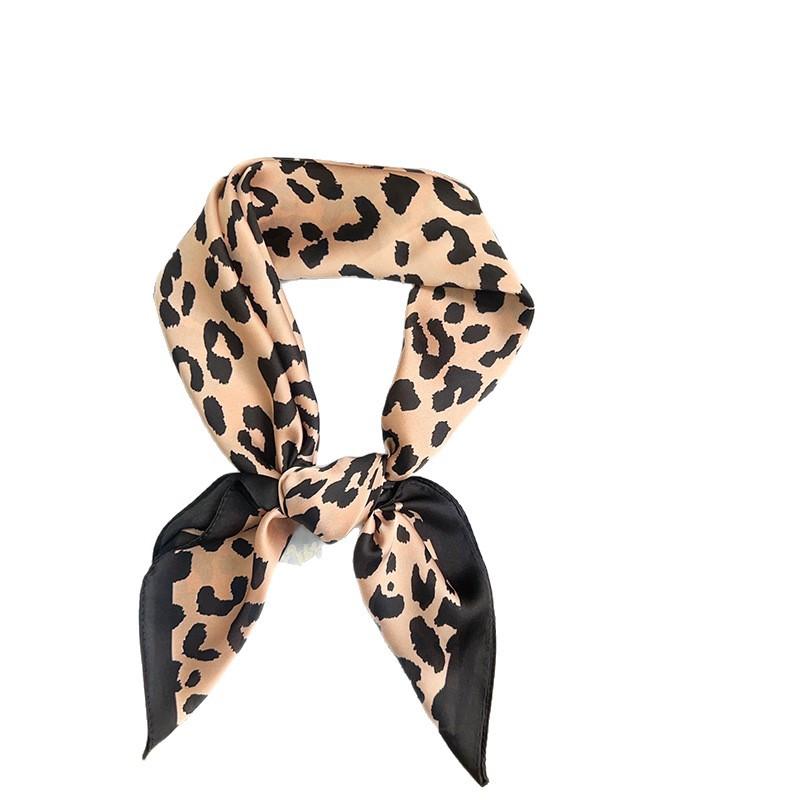 Retro Leopard Print Small Square Scarf Fashionable Versatile Scarf Spring Thin Small Silk Scarf Decorative Scarf Headband Headscarf Women