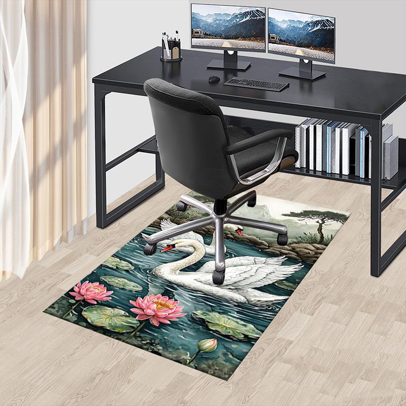 1PC Swans Lake Non-Slip Floor Carpet Compatible for Office&Living Room&Bedroom&Dining room - Flat - Weave Machine-S0318