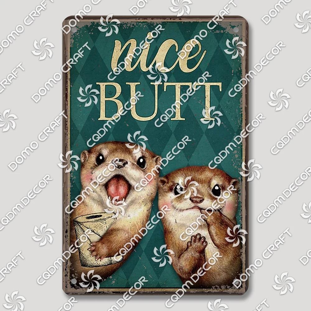 Vintage Retro Metal Tin Signs  Cute Owl Pig Cat and Funny WC Posters for Bathroom Mall BBQ Cafe Bar Pub Wall Decor