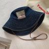 1pc Large Brim Denim Bucket Hats for Women,Retro Washed Sunshade Visors Fishing  Hats Outdoor Windproof Sun Protection Basin Cap