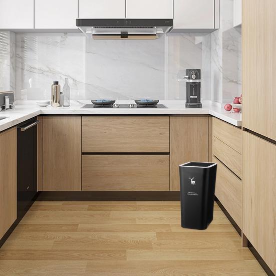 Coș de gunoi 9L/12L Tip de împingere Design îngust Deschidere largă Dovada câinilor Economisește spațiu Bloc miros de elan Tip presa de imprimare Capac Coș de gunoi Accesorii de bucătărie