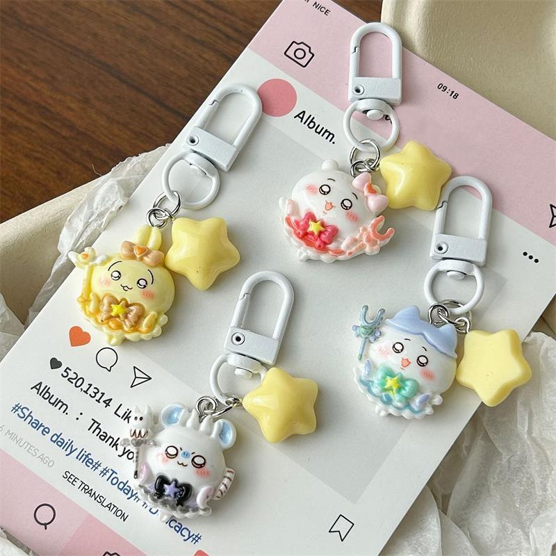 2/4Pcs Cute Sweet Star Chiikawa Hachiware Usagi Phone Chain Keyring Keychain Pendant Backpack Charm Bag Hang Ornament Girly Gift