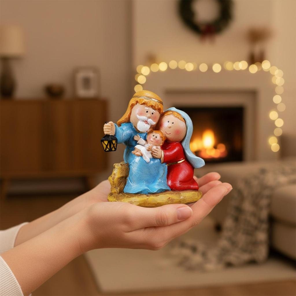 Cartoon-Style Nativity Tabletop Figurine Religious with