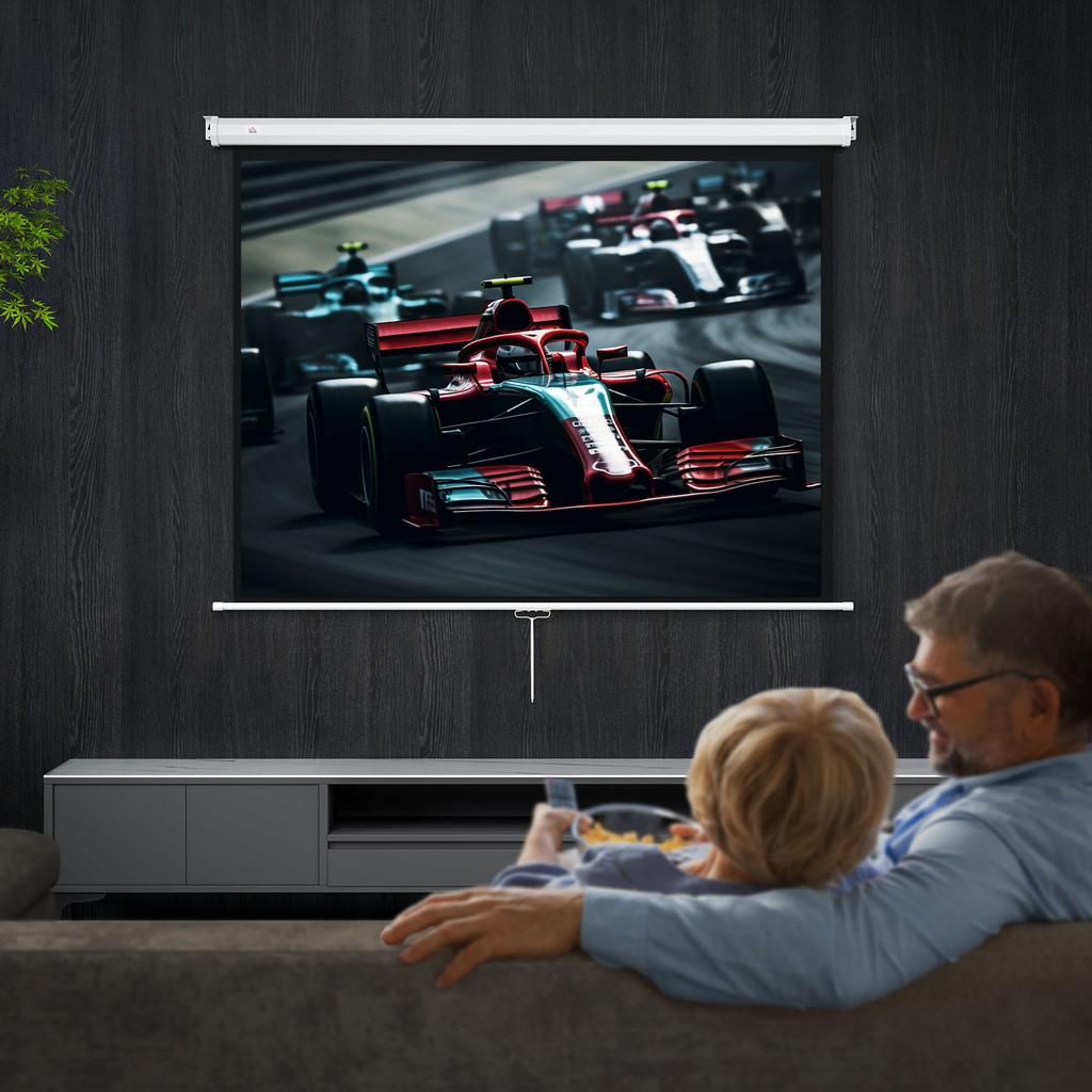 Projector Screen 171 X 128 Cm (84 Inch) 4:3 HD 4K Projection Screen Plastic, Metal Home Theater