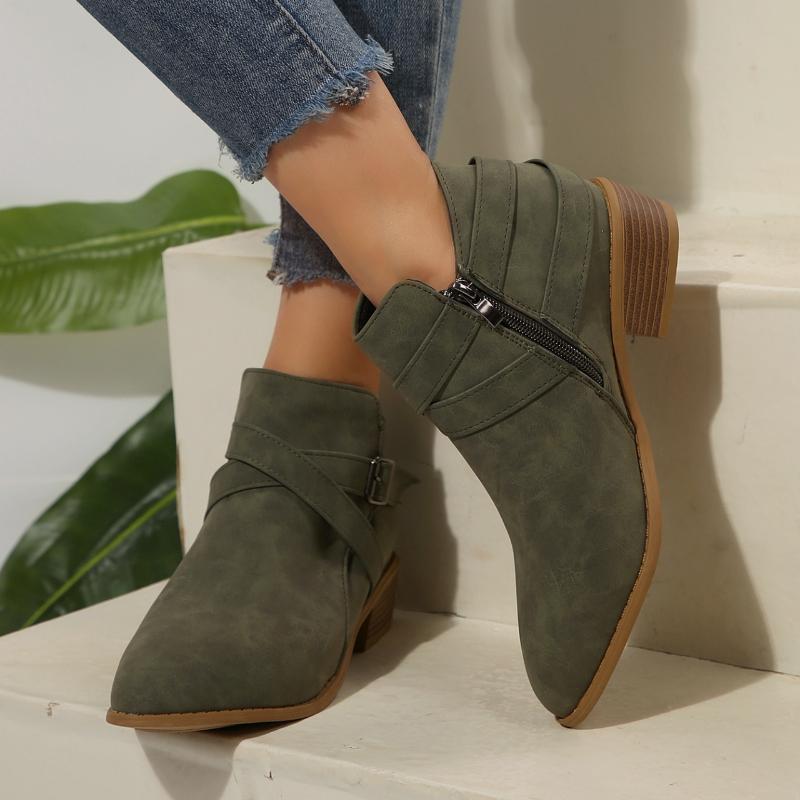 Fashion 2025 New Autumn Women Boots Walking Buckle Outdoor Fashion Pointed Ankle Boots Casual Comfortable Women Shoes Zapatos De Mujer