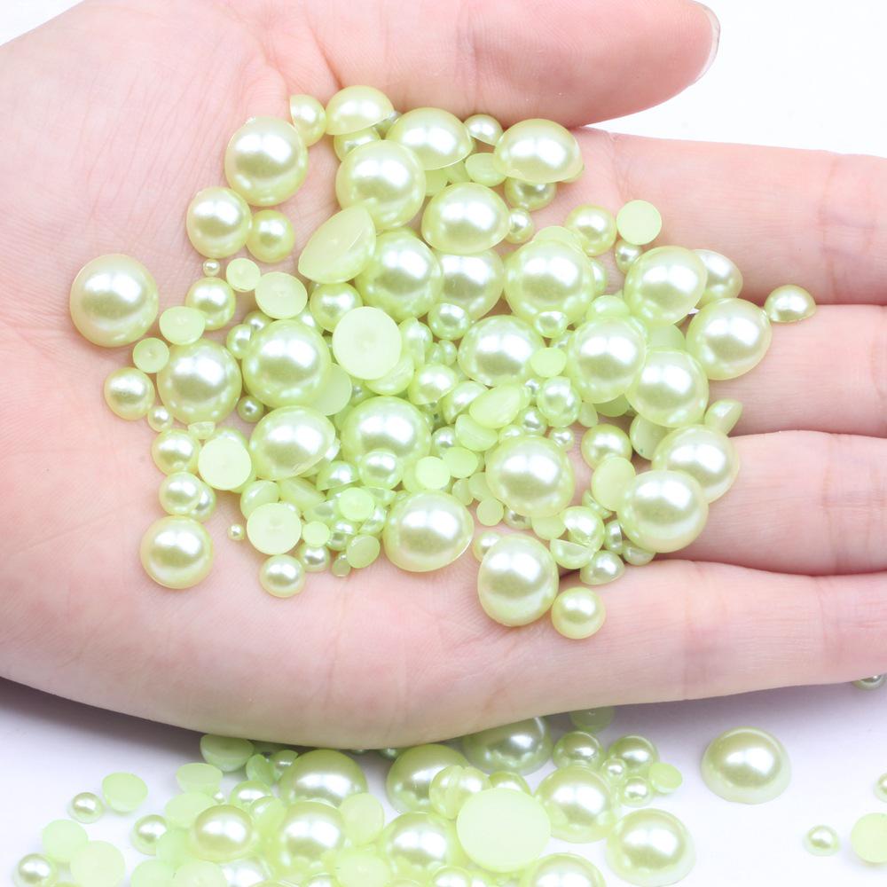 Colorful Flat-Bottomed Semi-Round ABS Imitation Pearls, 2-10mm, Mixed Sizes, 1000 Pieces for DIY Jewelry