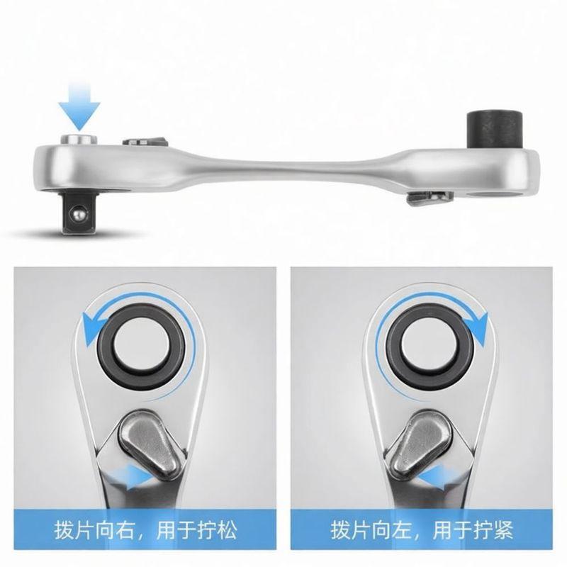 1 4 Drive Dual Head Ratchet Spanner Mini Quick Release Socket Bit Driver Maintenance Repair Tool Professional Hand Work