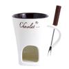 130 ml Schokoladen-Fondue-Tasse mit Gabel zum Kochen von Süßigkeiten, Mahlzeiten und für den Heimgebrauch.