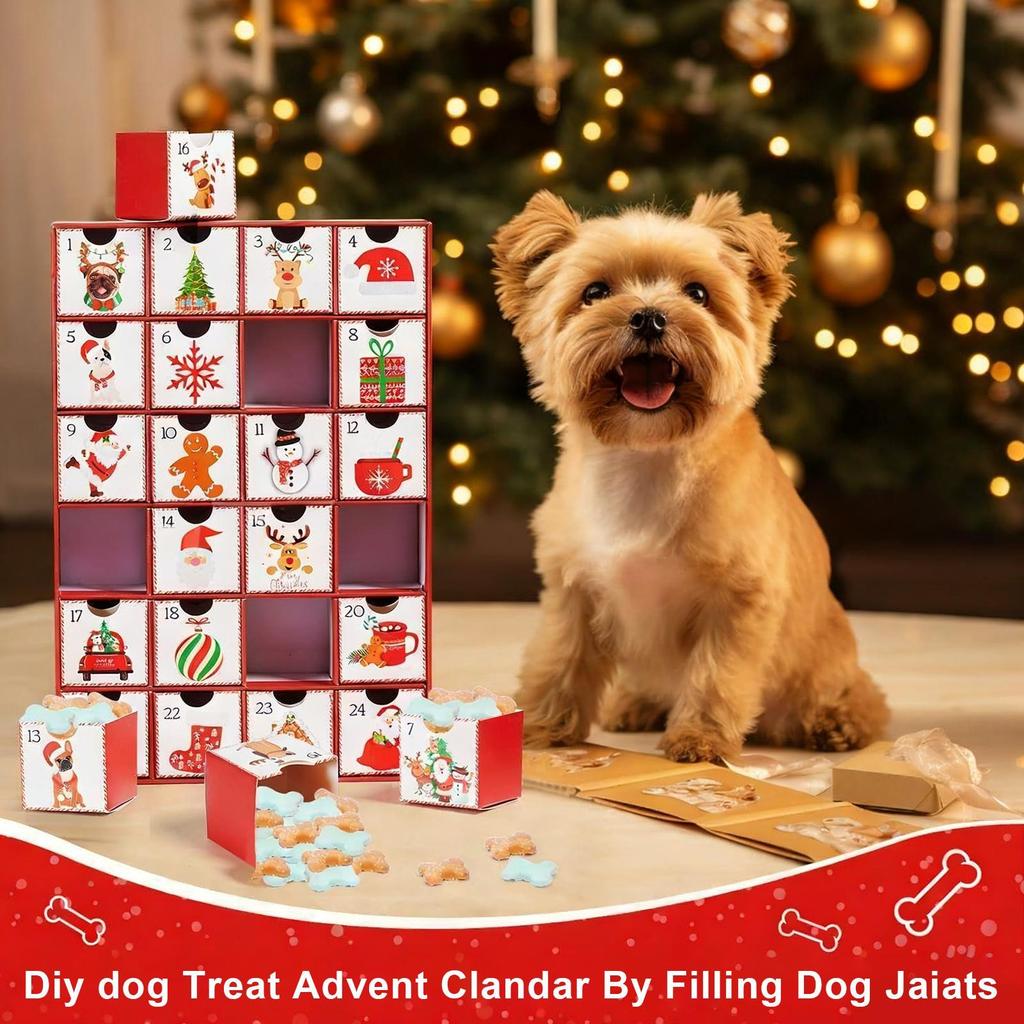 Countdown Calendar Festive Empty Drawer 24 Days Countdown Dog Calendar For Holiday Party Gathering Activities Family Festival