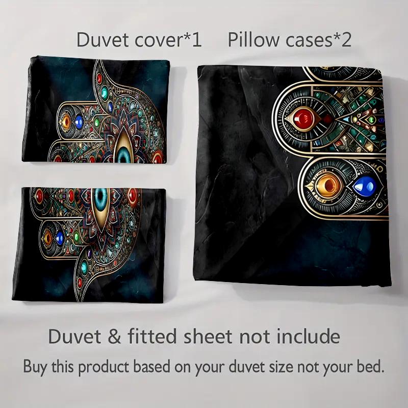 Colorful Hamsa Design Bedding Duvet Cover Sets Duvet Covers Pillowcases Gifts (1 * Duvet Cover 2 * Pillowcases, Without Duvet Insert)
