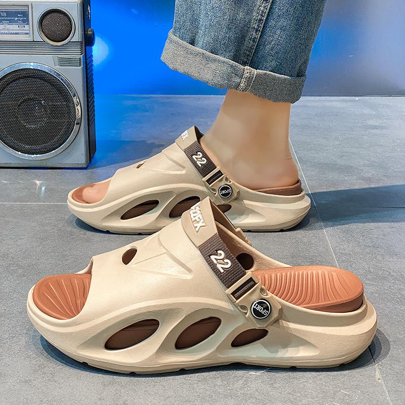 Foreign Trade Sandals Men's Light and Breathable Beach Shoes Men's One-word Drag Soft-soled Casual Driving Slippers Men's Tide