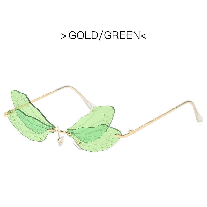 

Модные солнцезащитные очки-бабочки без оправы, солнцезащитные очки с крыльями стрекозы, женские винтажные прозрачные линзы с океаническими линзами, велосипедные очки UV400 зелёный