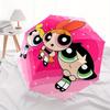 1pc Powerpuff Cartoon Character Fully Automatic Folding Portable Umbrella, 8 Iron Frames, Three-Fold Design, Suitable for All Seasons, Suitable for Ou