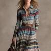 TEMU 2025 Autumn/Winter Elegant Tribal Print Long-Sleeve Dress for Women